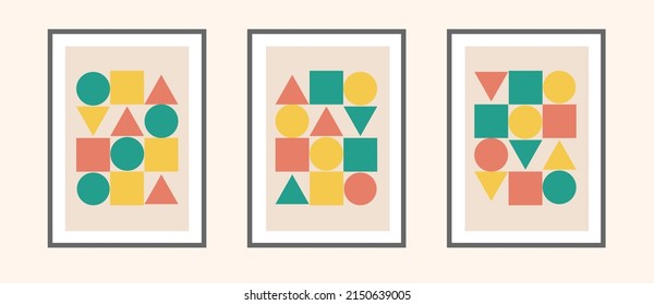 Resumen Colección de afiches modernos con forma de geometría, línea, onda. Arte mural moderno de moda. Ilustración vectorial editable.