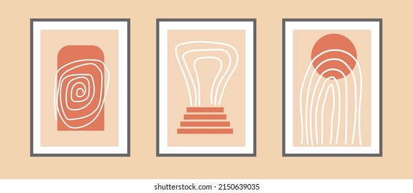 Abstract Modern posters collection with geometry shape, line, wave. Trendy Modern Wall Art. Editable vector illustration.