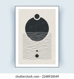 Resumen de afiches modernos con formas geométricas simples. Decoración digital de interiores Art. Ilustración vectorial.