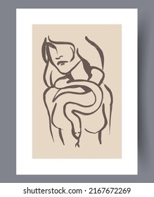 Abstract modern printable art wall banners or posters for interior design. Minimalistic neutral modern artworks for print. Vector illustration. 