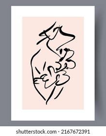 Abstract modern printable art wall banners or posters for interior design. Minimalistic neutral modern artworks for print. Vector illustration. 