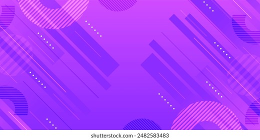 Abstract Modern Purple Gradient Background with Geometric Shapes. Vibrant Creative Banner or Cover Vector Design