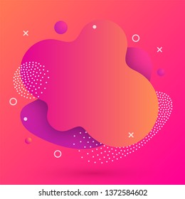 Abstract modern purple liquid Background. Dynamic colorful elements design. Fluid gradient geometric shapes, dots, circles. For presentation, cover, logo, flyer, web. Futuristic vector illustration