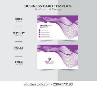 abstract and modern purple wave business card vector design