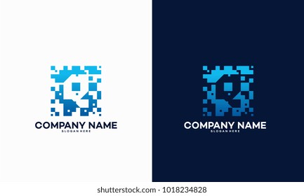 Abstract Modern Q Pixel Initial logo designs vector template