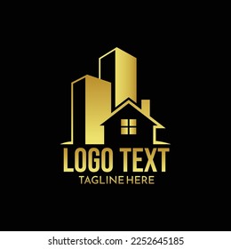 Abstract modern real estate logo gold