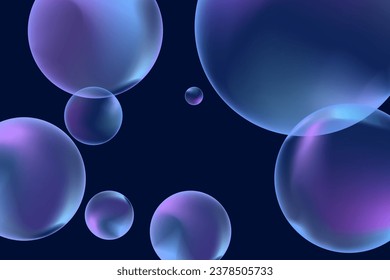 Abstract modern realistic gradient bubbles for wallpaper design. 3D gradient background. Drawing style. Trendy vector style.