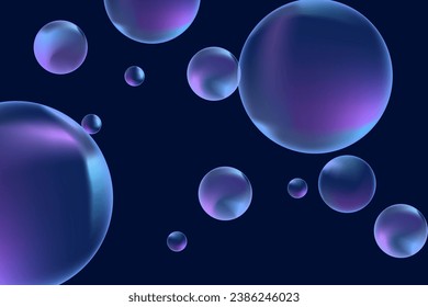Abstract modern realistic gradient bubbles for wallpaper design. 3D gradient background. Drawing style. Trendy vector style.