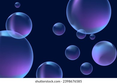 Abstract modern realistic gradient bubbles for wallpaper design. 3D gradient background. Drawing style. Trendy vector style.