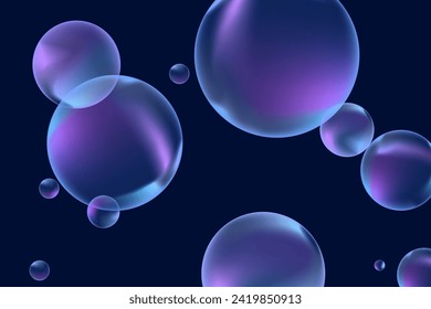 Abstract modern realistic gradient bubbles for wallpaper design. 3D gradient background. Drawing style. Trendy vector style.