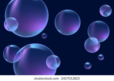 Burbujas de gradiente realistas abstractas para el diseño del fondo de pantalla. Fondo de degradado 3D. Estilo de dibujo. Estilo vectorial de moda.