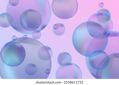 Abstract modern realistic gradient bubbles for wallpaper design. 3D gradient background. Drawing style. Trendy vector style.