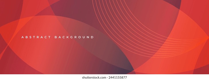 Abstract modern red background with circles and circular stripes. Wide vector illustration graphic design banner template.