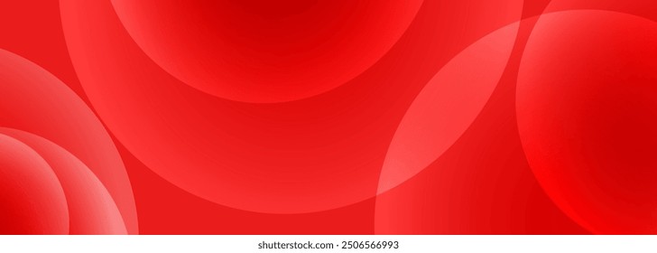 Abstract modern red background with circles and circular shapes Vector illustration wide red banner graphic design template for presentation, annual report, wallpaper, banner, background or cover.