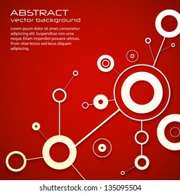 Abstract modern red background of science with circles and lines. eps10