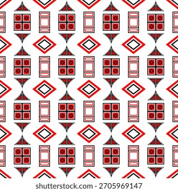 Fondo Abstractas moderno de patrón geométrico rojo y negro. Sin costuras. Ilustración vectorial