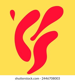 Abstract modern red colored shapes on the bright yellow background. Art in minimal trendy style. Design template for social media post stories. Poster art. Wall art. Contemporary vector art.