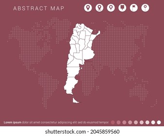 Resumen del mapa rojo moderno del vector argentino.
