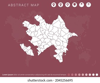 Abstract modern red map of Azerbaijan vector.