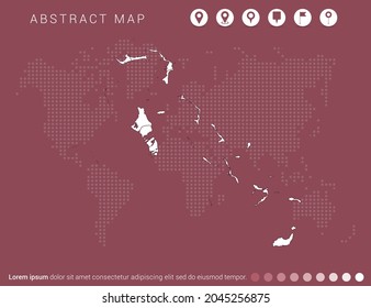 Abstract modern red map of The Bahamas vector.