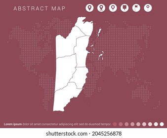 Resumen del mapa rojo moderno del vector Belice.