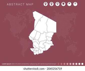 Resumen del mapa rojo moderno del vector Chad.