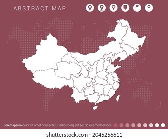Resumen del mapa rojo moderno del vector de China.