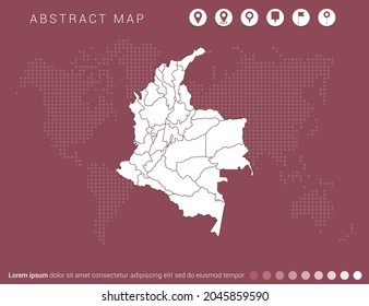 Abstract modern red map of Colombia vector.