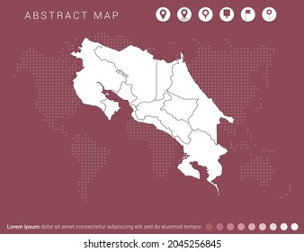 Abstract modern red map of Costa Rica vector.