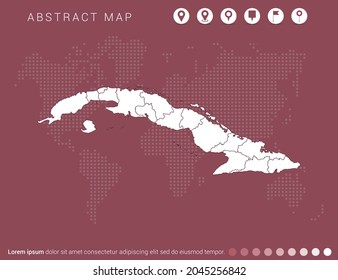 Abstract modern red map of Cuba vector.