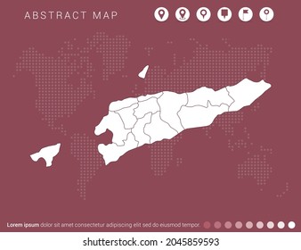 Resumen del mapa rojo moderno del vector de Timor Oriental.