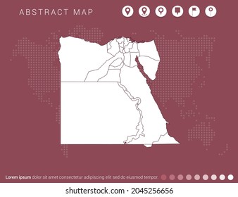 Resumen del mapa rojo moderno del vector de Egipto.
