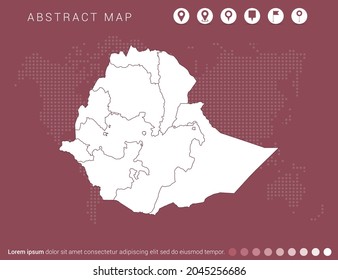 Resumen del mapa rojo moderno del vector de Etiopía.