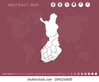 Resumen del mapa rojo moderno del vector de Finlandia.