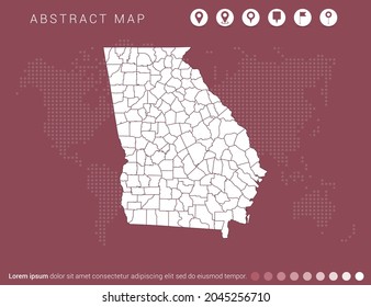 Abstract modern red map of Georgia (USA) vector.