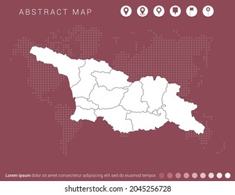 Abstract modern red map of Georgia vector.