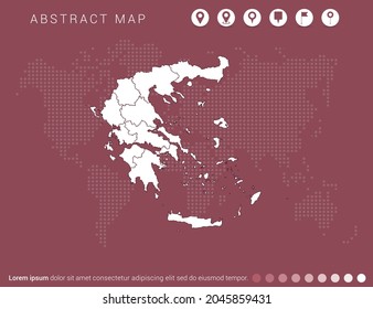 Abstract modern red map of Greece vector.