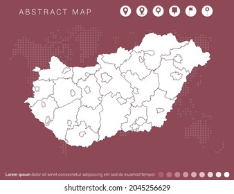 Abstrakte moderne rote Karte von Ungarn Vektor.