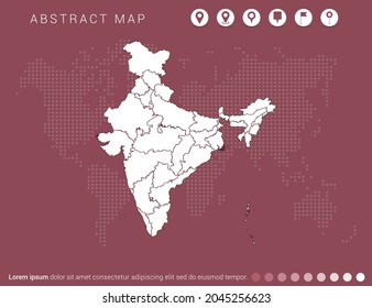 Abstract modern red map of India vector.
