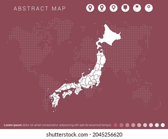 Abstract modern red map of Japan vector.