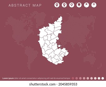 Abstrakte moderne rote Karte von Karnataka Vektor.
