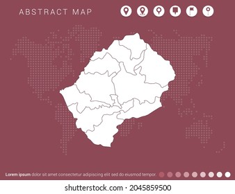 Abstract modern red map of Lesotho vector.