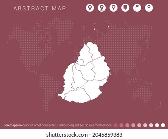 Abstract modern red map of Mauritius vector.