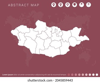 Resumen del mapa rojo moderno del vector de Mongolia.