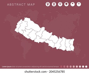 Abstract modern red map of Nepal vector.