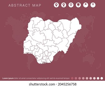 Abstract modern red map of Nigeria vector.