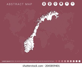 Abstract modern red map of Norway vector.