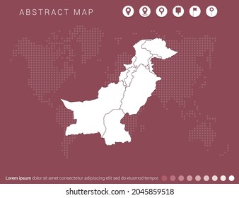 Resumen del mapa rojo moderno del vector de Pakistán.
