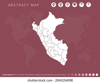 Abstract modern red map of Peru vector.