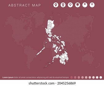 Resumen del mapa rojo moderno del vector de Filipinas.